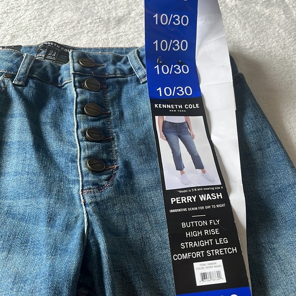 Kenneth Cole Ladies' Button Fly High Rise Straight Leg Comfort Stretch Jean - Picture 2 of 11